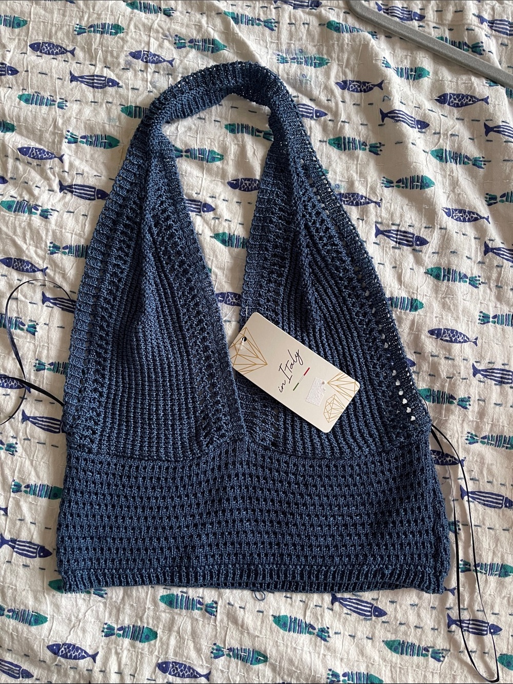 Handmade Navy Crochet Halter Tank Top by